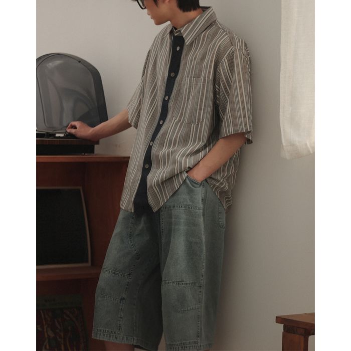 ストライプ柄 半袖シャツ M10214