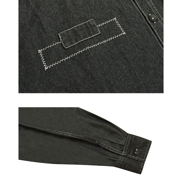 アシンメトリーデザイン デニムシャツ M10010