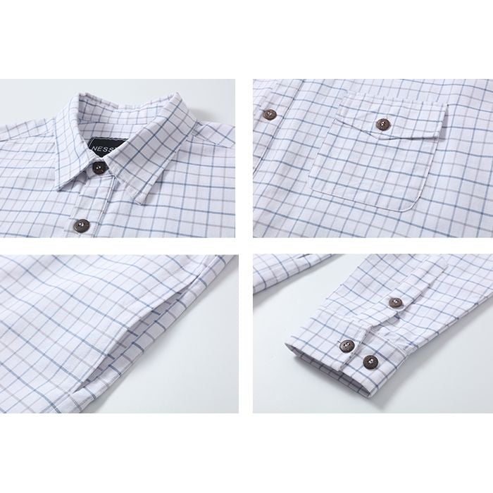 チェック柄 ポケット付 シャツ M10057