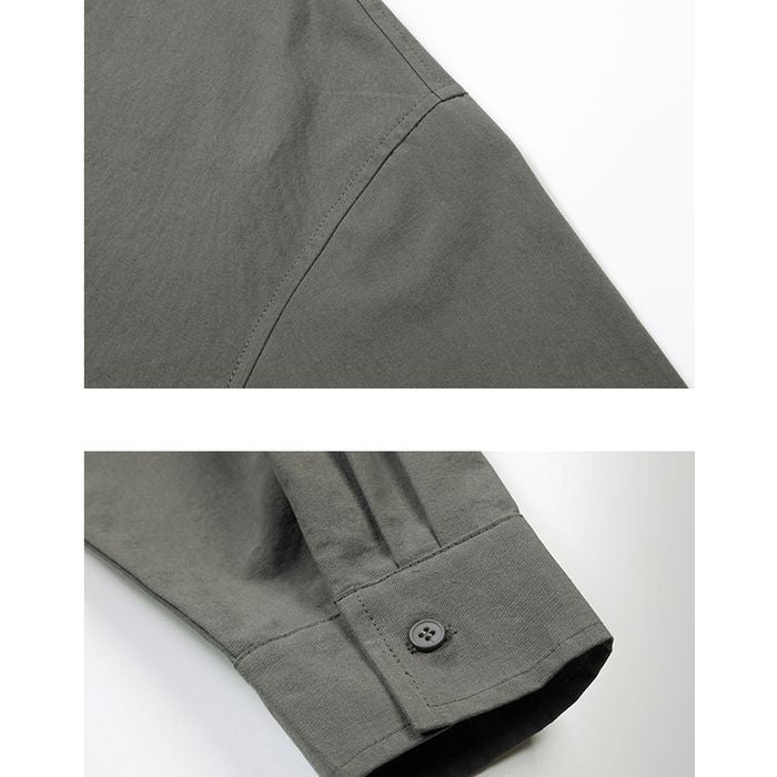 ラウンドネック ノーカラーシャツ M10029