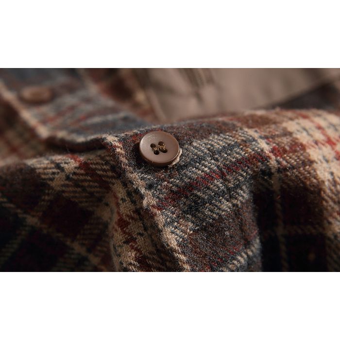 異素材ポケット チェック柄シャツ M10589