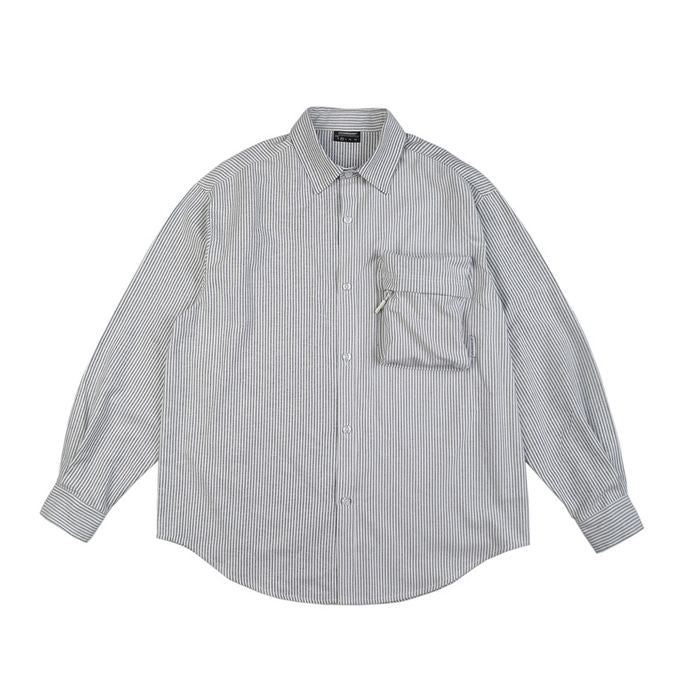 ジッパーポケット ストライプ柄 シャツ M10096
