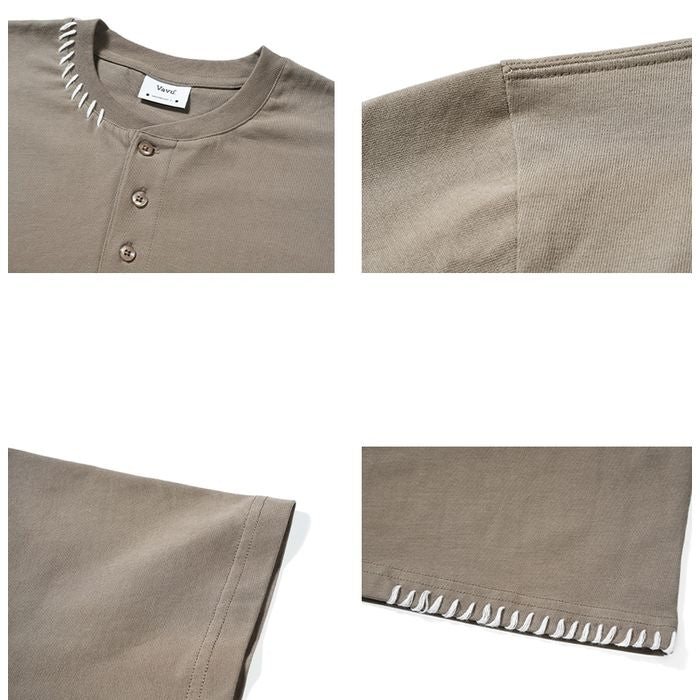 ステッチ ヘンリーネックTシャツ　M10314