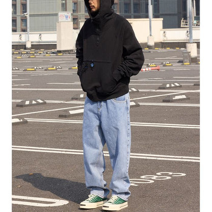 ダメージ加工 ハーフジップフーディ　M10638