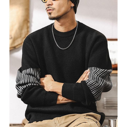 ストライプ柄切替 ニット プルオーバー　M10344