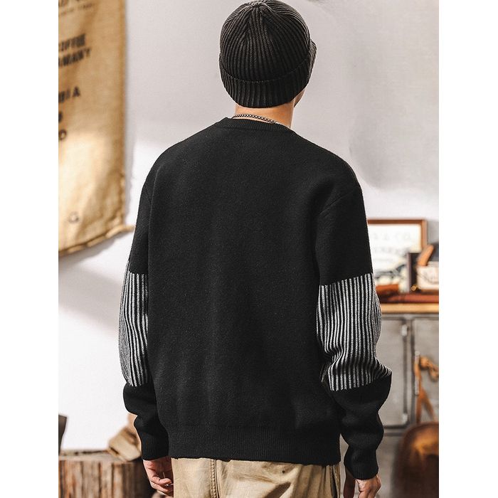 ストライプ柄切替 ニット プルオーバー　M10344