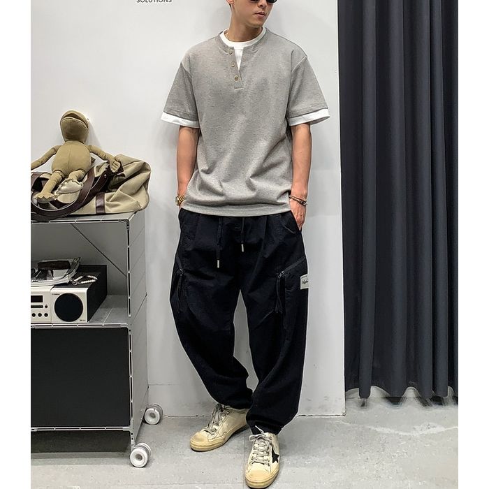 レイヤードデザイン ヘンリーネック Tシャツ　M10775