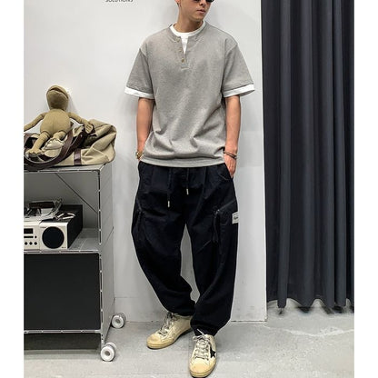 レイヤードデザイン ヘンリーネック Tシャツ　M10775