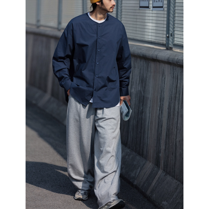 ラウンドネック ノーカラーシャツ　M10369