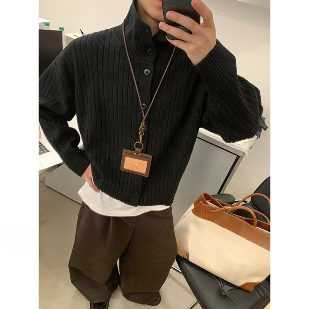 襟付き2WAYニットカーディガン M10461