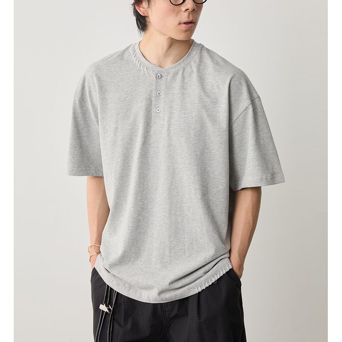 ステッチ ヘンリーネックTシャツ　M10314
