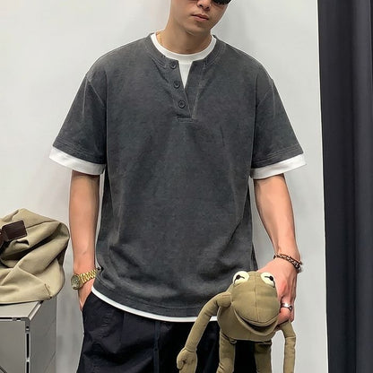 レイヤードデザイン ヘンリーネック Tシャツ　M10775