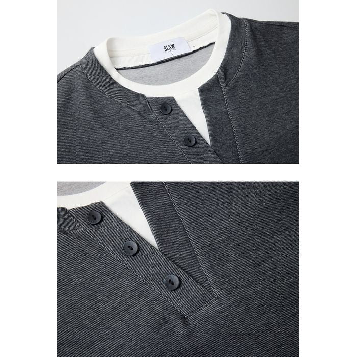 レイヤードデザイン ヘンリーネック Tシャツ　M10775