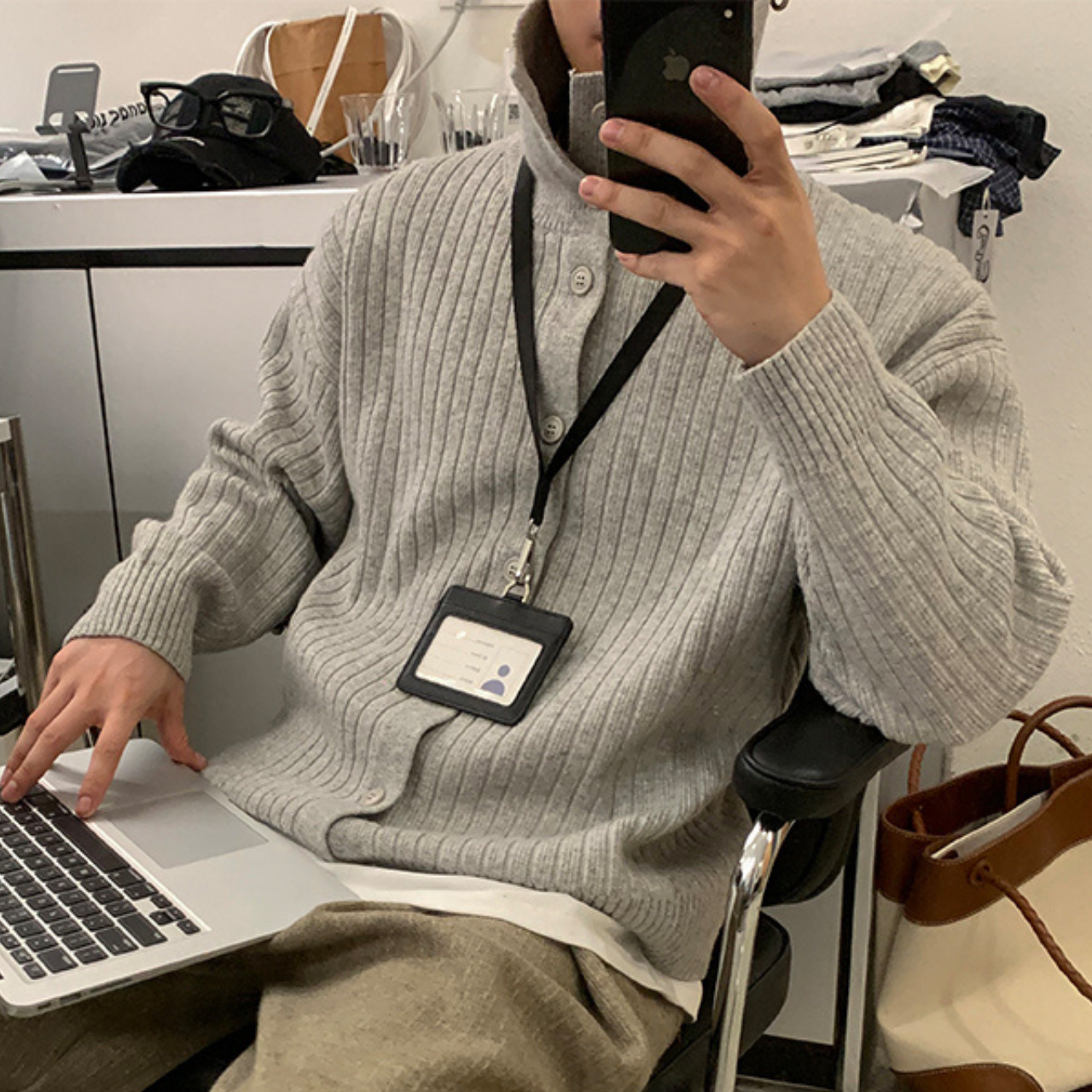 襟付き2WAYニットカーディガン M10461