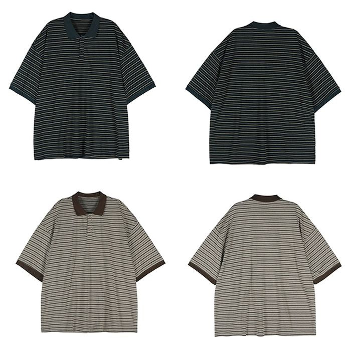 ストライプ柄 ポロシャツ　M10235