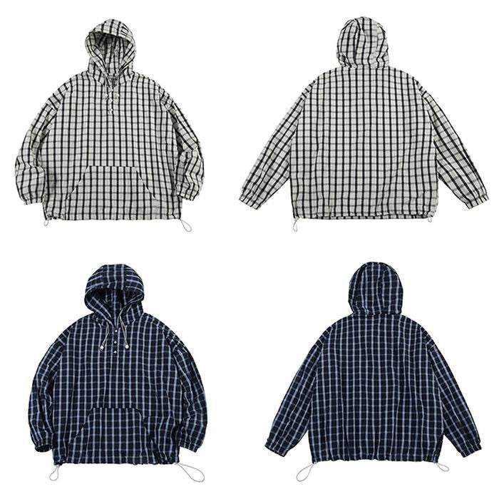チェック柄 プルオーバー フーディ　M10373