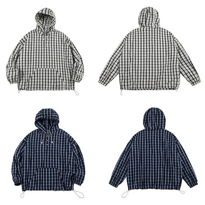 チェック柄 プルオーバー フーディ　M10373