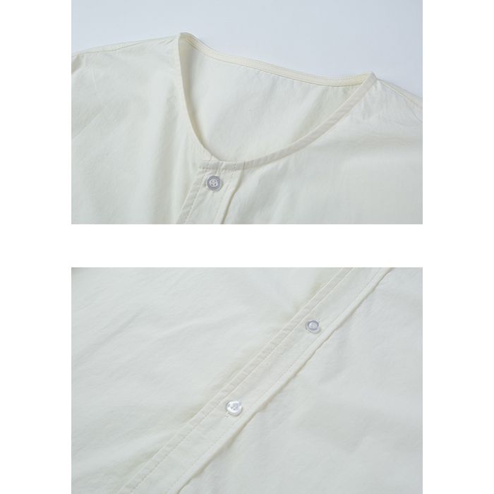 ラウンドネック ノーカラーシャツ　M10369