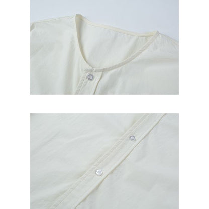 ラウンドネック ノーカラーシャツ　M10369