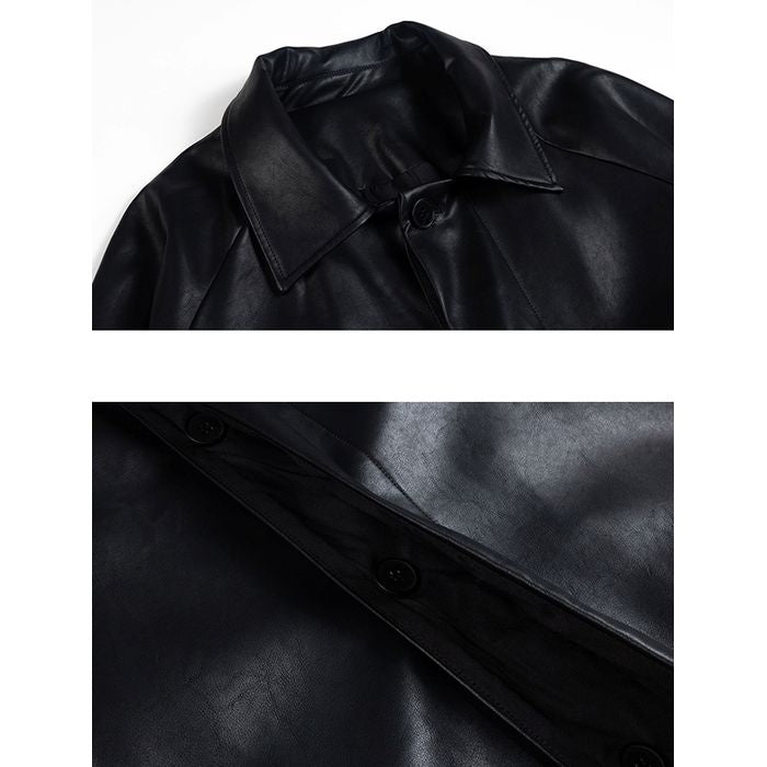 フェイクレザー ロングコート　M10354