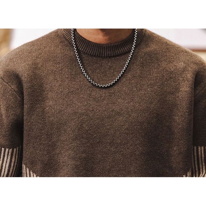 ストライプ柄切替 ニット プルオーバー　M10344