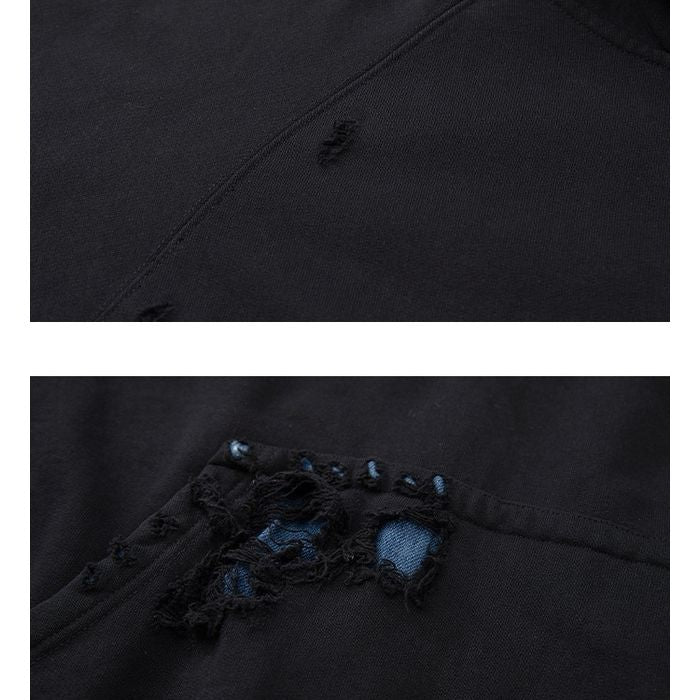 ダメージ加工 ハーフジップフーディ　M10638