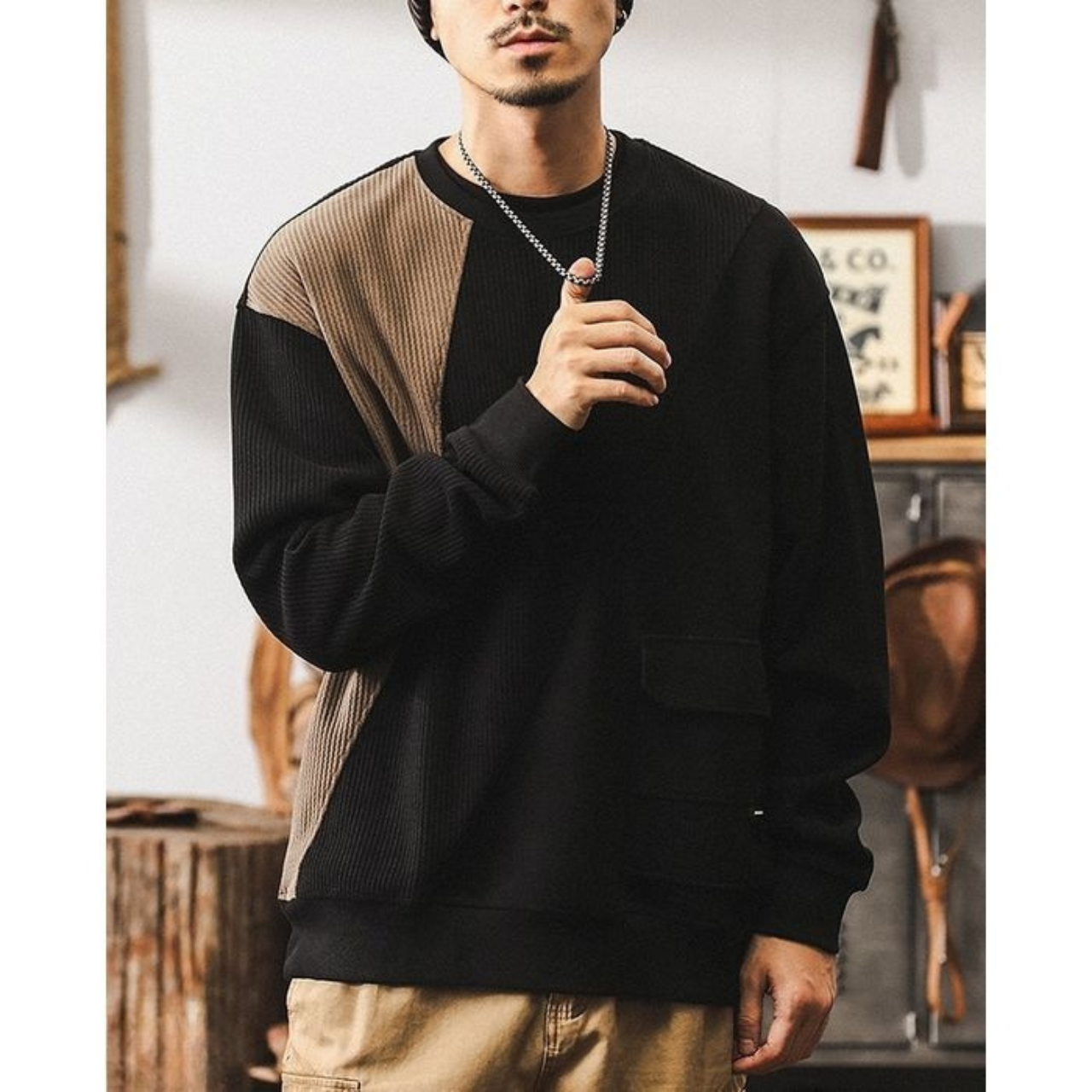 切り替えデザイン バイカラースウェット M10439