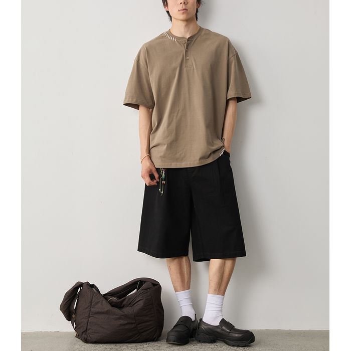 ステッチ ヘンリーネックTシャツ　M10314