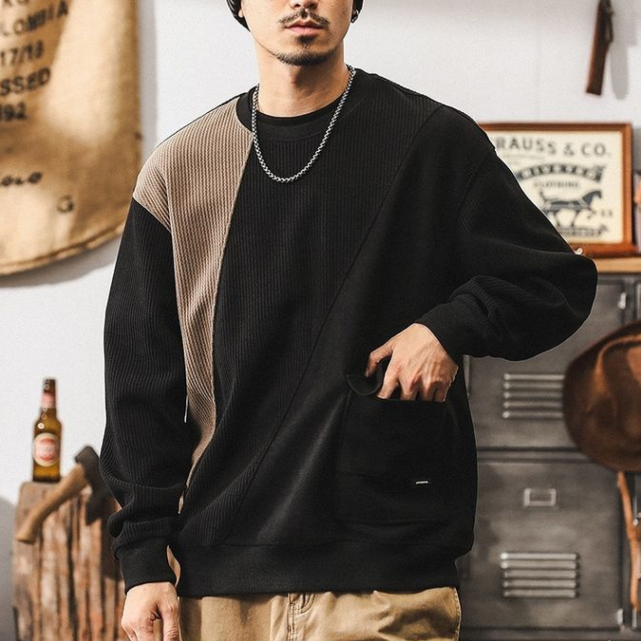 切り替えデザイン バイカラースウェット M10439