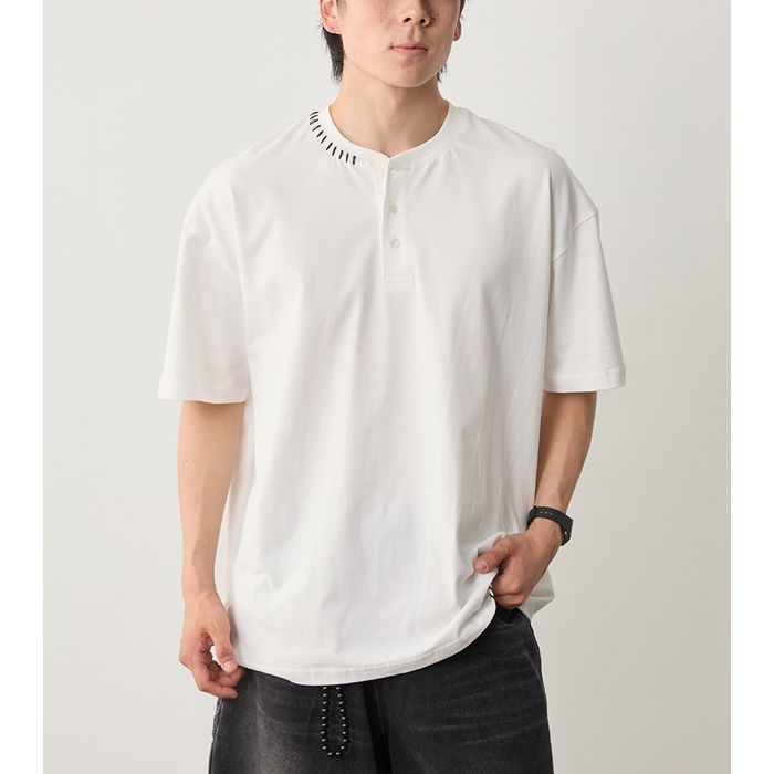 ステッチ ヘンリーネックTシャツ　M10314