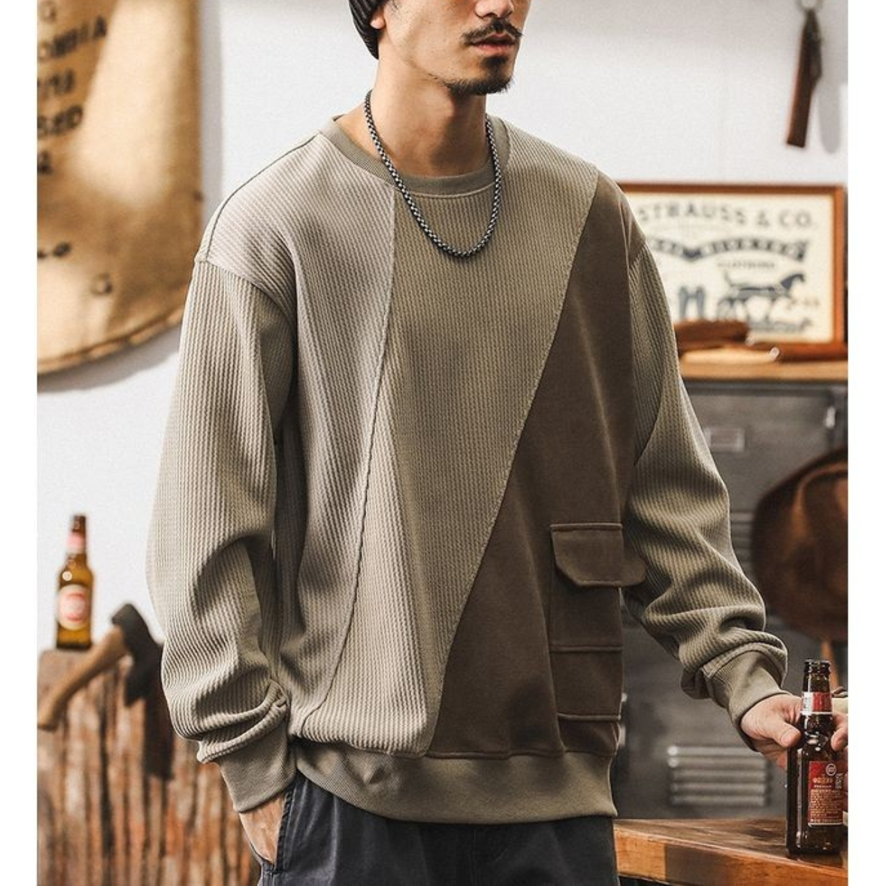 切り替えデザイン バイカラースウェット M10439