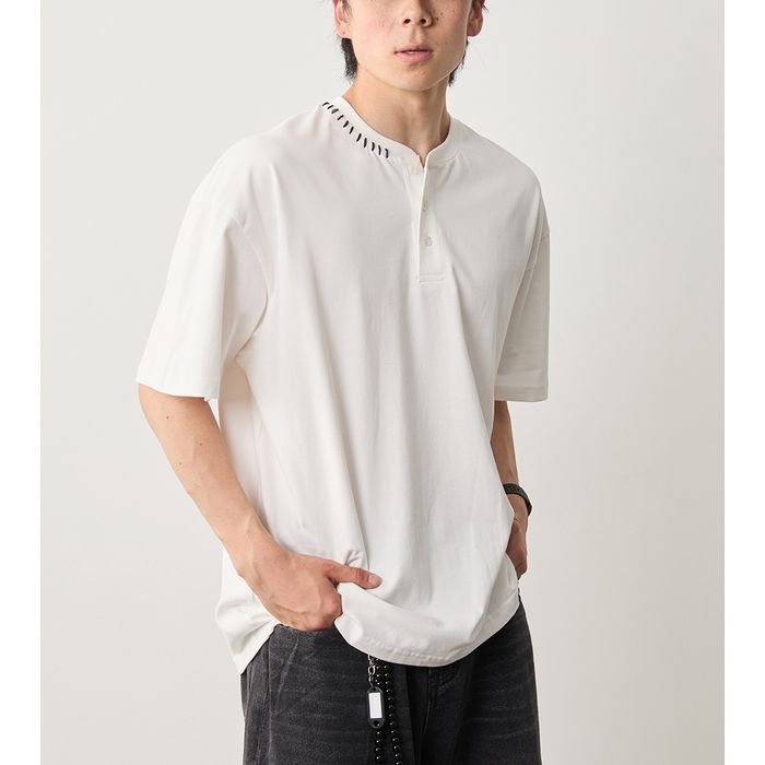 ステッチ ヘンリーネックTシャツ　M10314