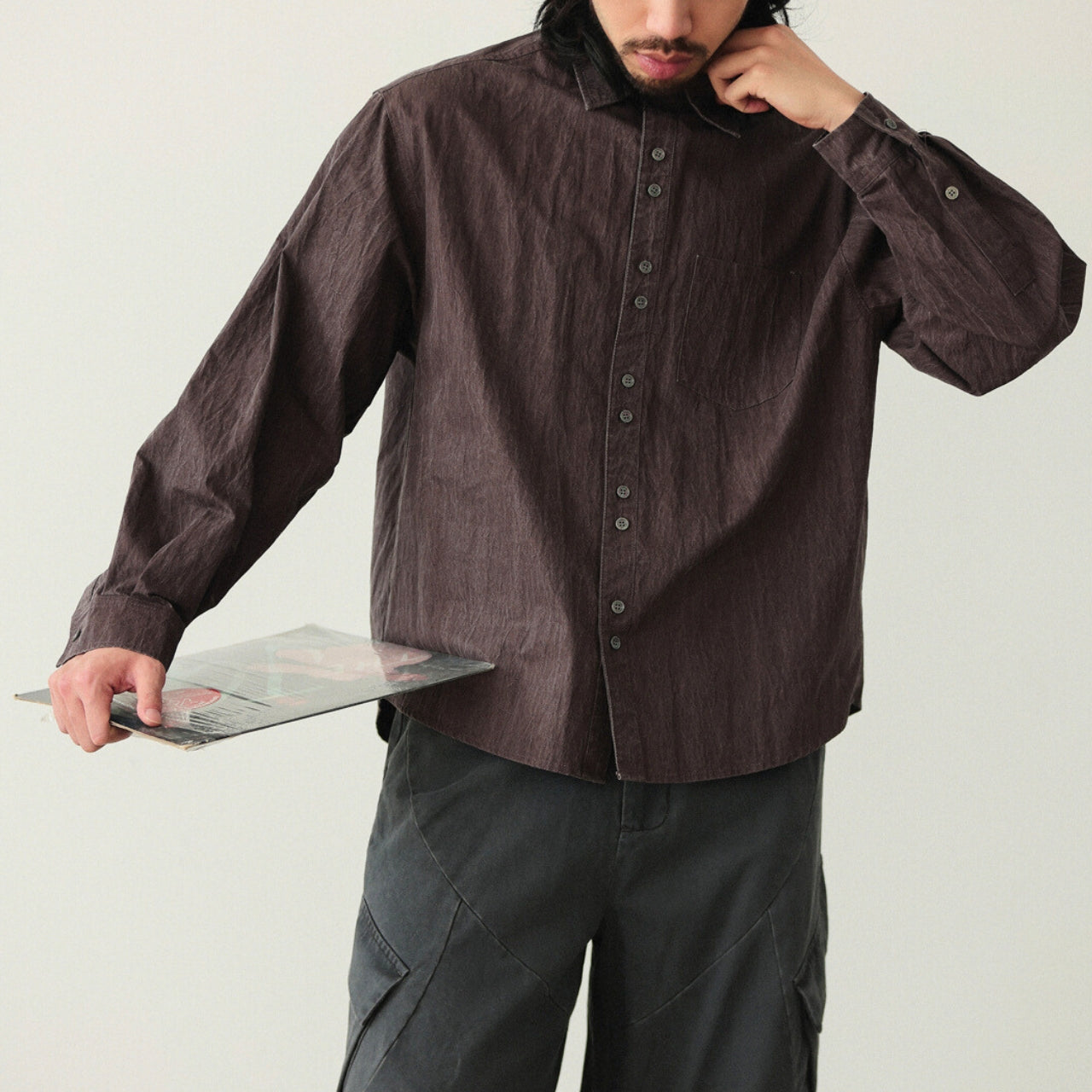 シワ加工 ワッシャー ルーズシャツ M10430