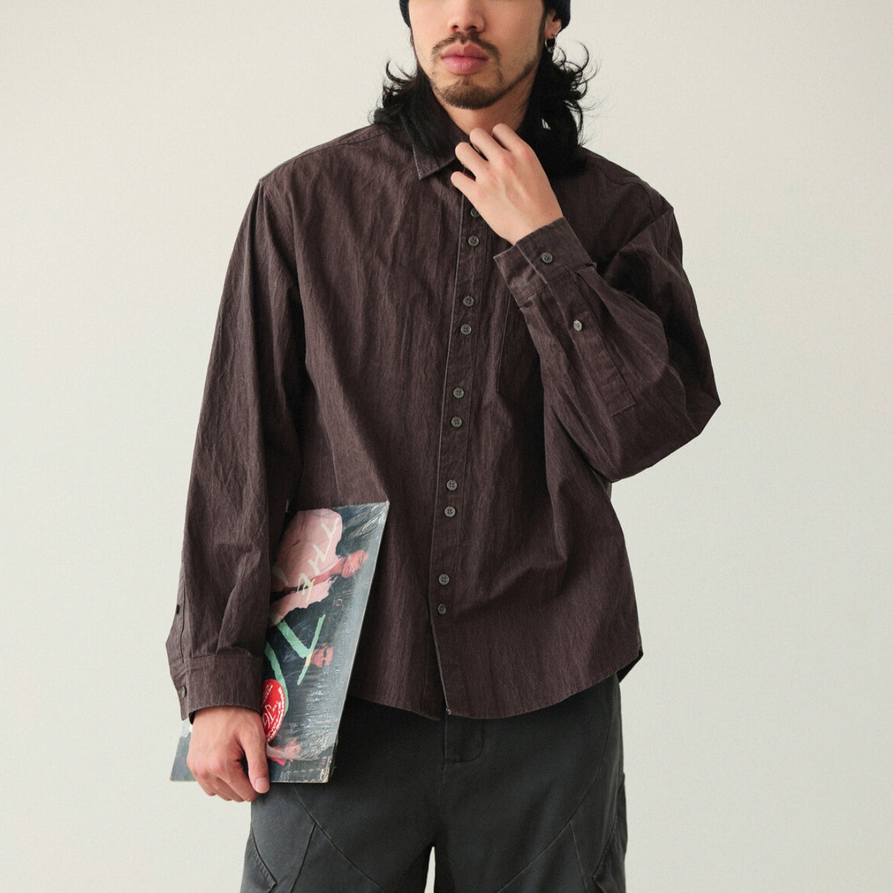 シワ加工 ワッシャー ルーズシャツ M10430