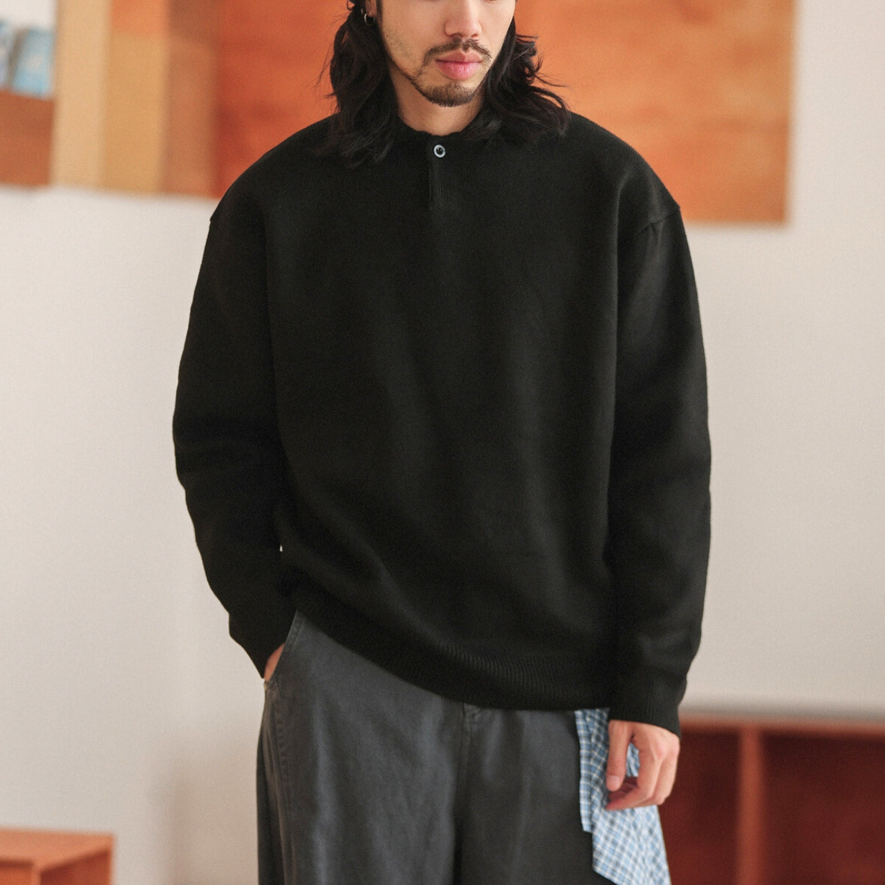 襟付き リラックス ルーズニット M10434