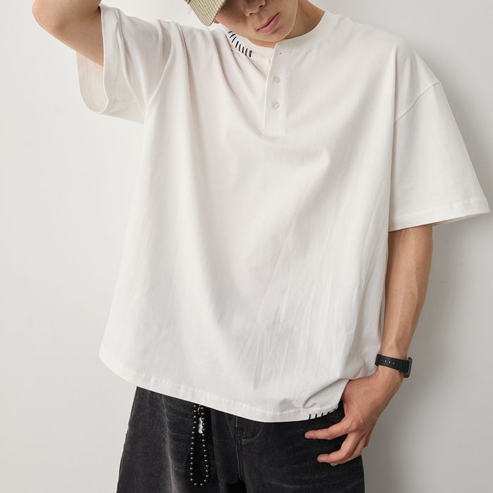 ステッチ ヘンリーネックTシャツ　M10314