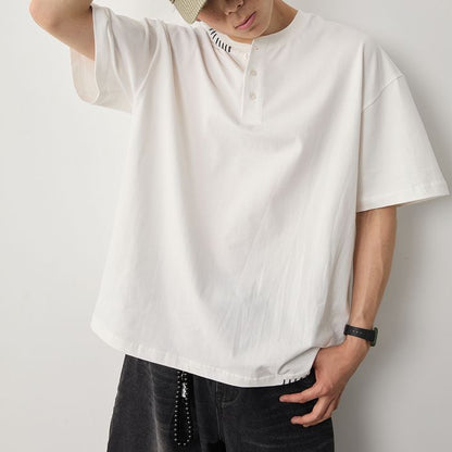 ステッチ ヘンリーネックTシャツ　M10314
