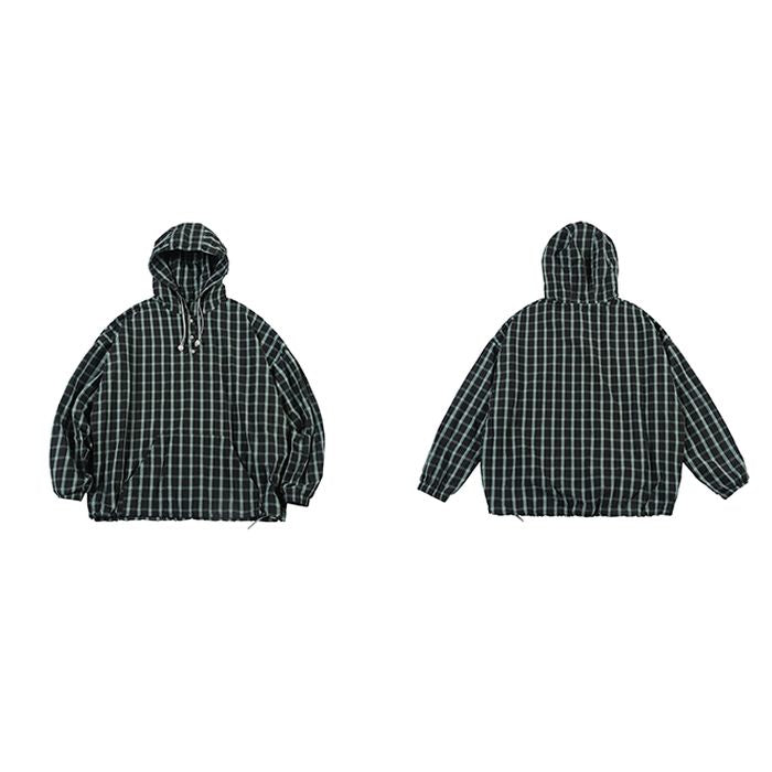 チェック柄 プルオーバー フーディ　M10373