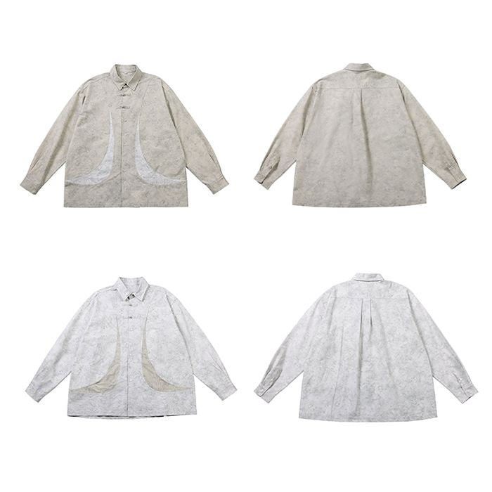 デザインボタン バイカラー シャツ　M10367