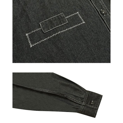 アシンメトリーデザイン デニムシャツ　M10010