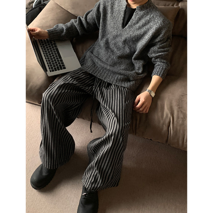 ストライプ ドレープワイドパンツ M10460