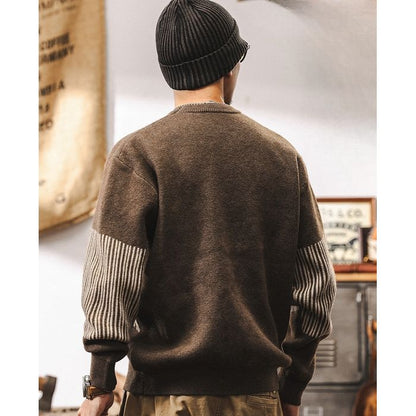 ストライプ柄切替 ニット プルオーバー　M10344