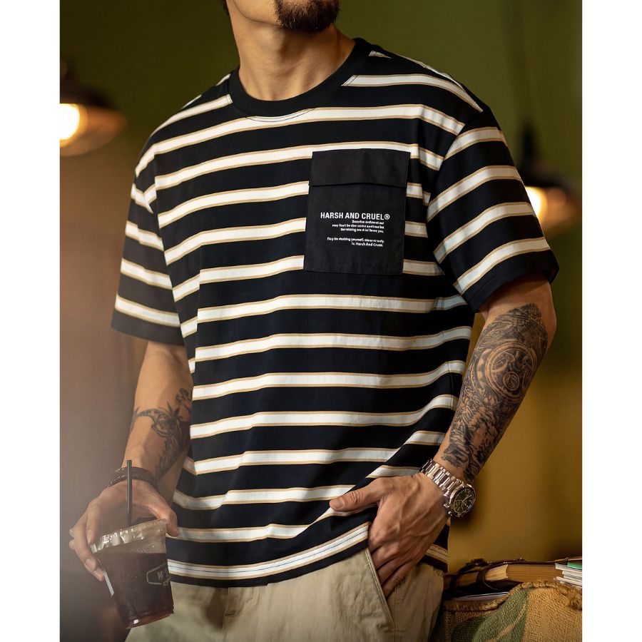 ボーダー ポケット Tシャツ　M10686