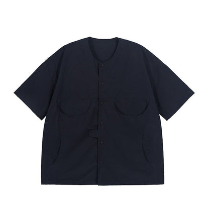 ノーカラー ワイド 半袖シャツ　M10734