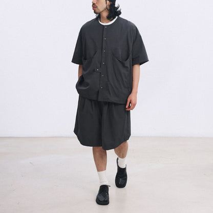 ノーカラー ワイド 半袖シャツ　M10734