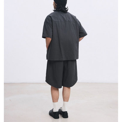 ノーカラー ワイド 半袖シャツ　M10734