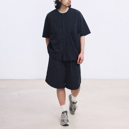 ノーカラー ワイド 半袖シャツ　M10734