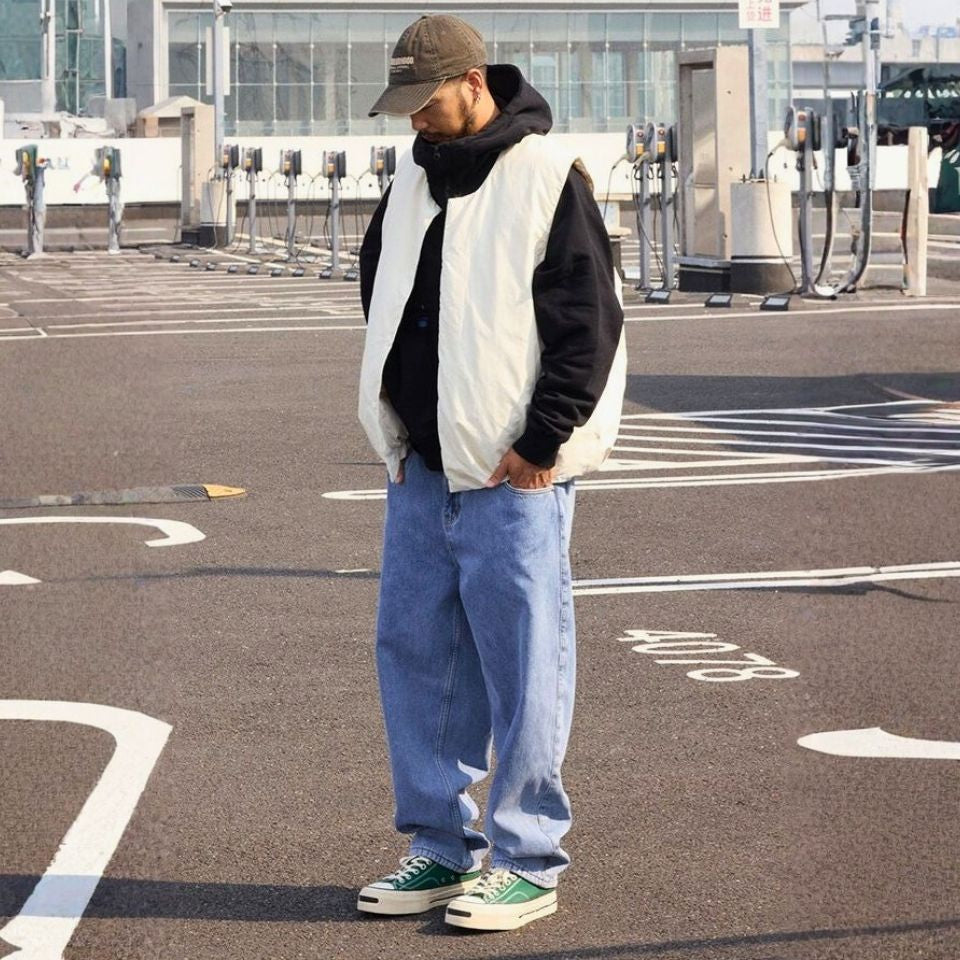 ダメージ加工 ハーフジップフーディ　M10638