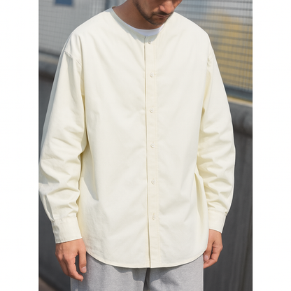 ラウンドネック ノーカラーシャツ　M10369