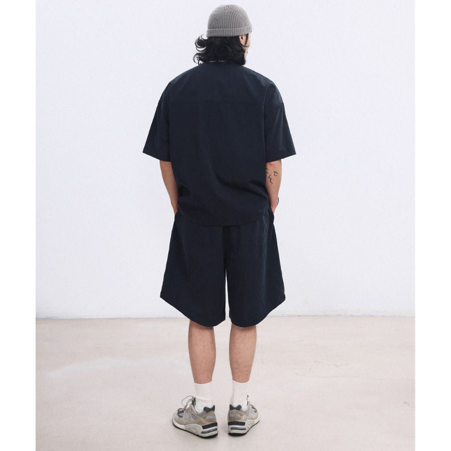 ノーカラー ワイド 半袖シャツ　M10734